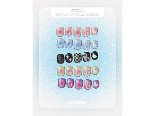Alpha NAILS N1 by WATERBLUE - The Sims 4 Custom Content