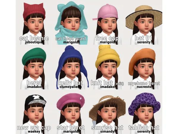 Maxis Match hat conversion pack by casteru - The Sims 4 Custom Content