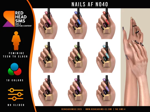 Alpha AF NAILS N040 by redheadsims - The Sims 4 custom content