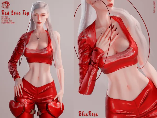 Alpha Red Love Top BRsims - The Sims 4 Custom Content