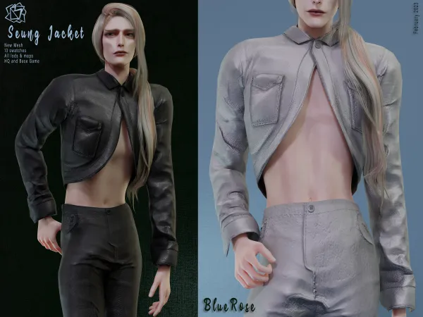 Alpha Seung Leather Jacket BRsims - The Sims 4 Custom Content