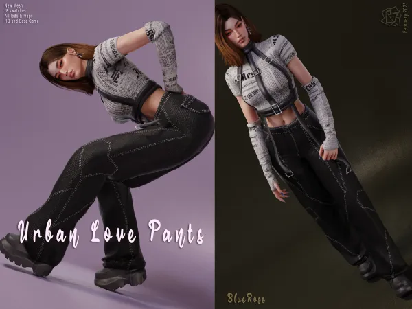 Alpha Urban Love Pants BRsims by bluerose-sims - The Sims 4 custom content