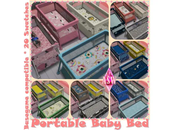 Alpha Portable Baby Bed Recolors by Annett's Sims 4 Welt ASW - The Sims 4 Custom Content
