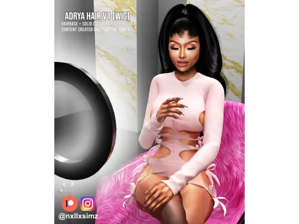 Alpha ADRYA V1 HAIR (WIG) by NXLLXsimz - The Sims 4 Custom Content