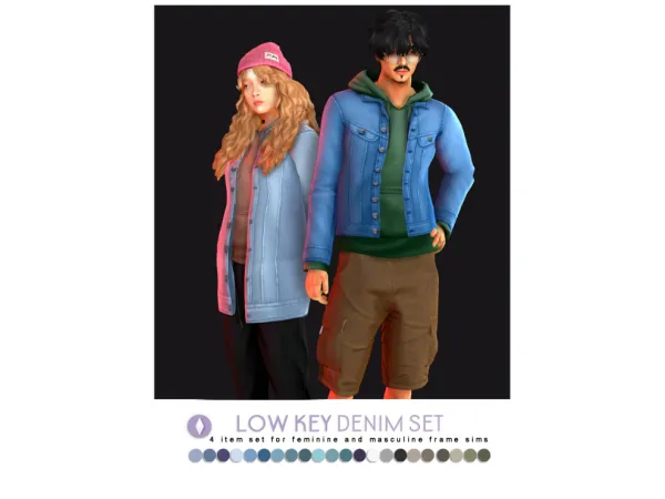 Maxis Match Low Key Denim Set by nucrests - The Sims 4 Custom Content