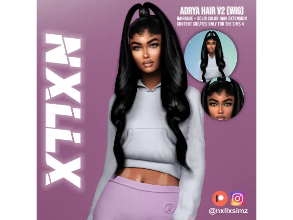 Alpha ADRYA V2 HAIR (WIG) by NXLLXsimz - The Sims 4 Custom Content