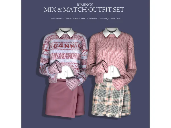 Alpha [RIMINGS] MIX MATCH OUTFIT SET by RIMINGS - The Sims 4 Custom Content