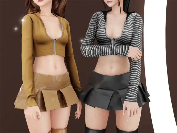 Alpha Bambi leather skirt Bangbang hoodie Babyetears - The Sims 4 Custom Content