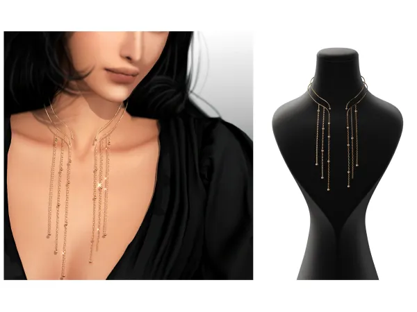 Alpha Golden Pendant Choker by Chih - The Sims 4 Custom Content