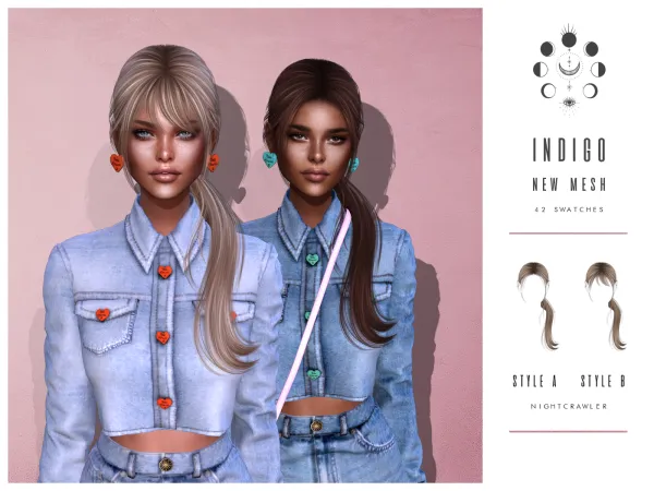 Alpha nightcrawler indigo hair - The Sims 4 Custom Content