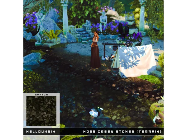 Mix Moss Creek Stones Broken Tiles by MELLOUWSIM - The Sims 4 Custom Content