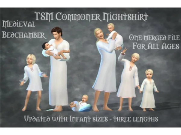 Maxis Match TSM Commoner Nightshirt updated with Infant sizes - The Sims 4 Custom Content