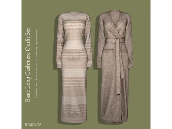 Alpha [RIMINGS] Basic Long Cashmere Outfit Set by RIMINGS - The Sims 4 Custom Content