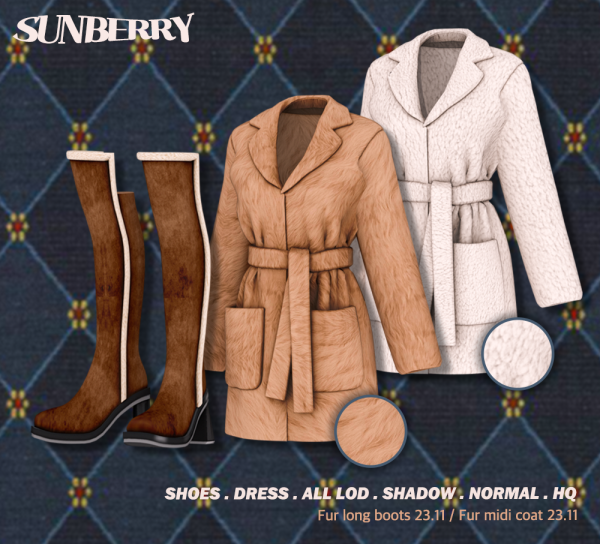 Alpha Fur coat boots by simsfinds - The Sims 4 Custom Content