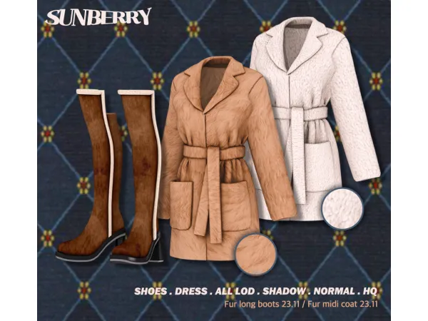 Alpha Fur coat boots by SUNBERRY - The Sims 4 Custom Content
