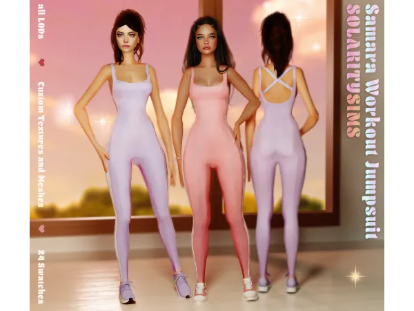 Alpha Samara Workout Jumpsuit - The Sims 4 Custom Content