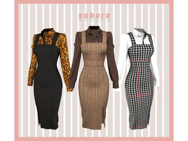 Alpha soboro Simple Layered Midi One piece by soboro - The Sims 4 Custom Content