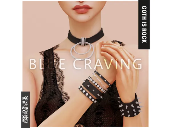 Alpha Blue Craving Goth Jewellery - The Sims 4 Custom Content