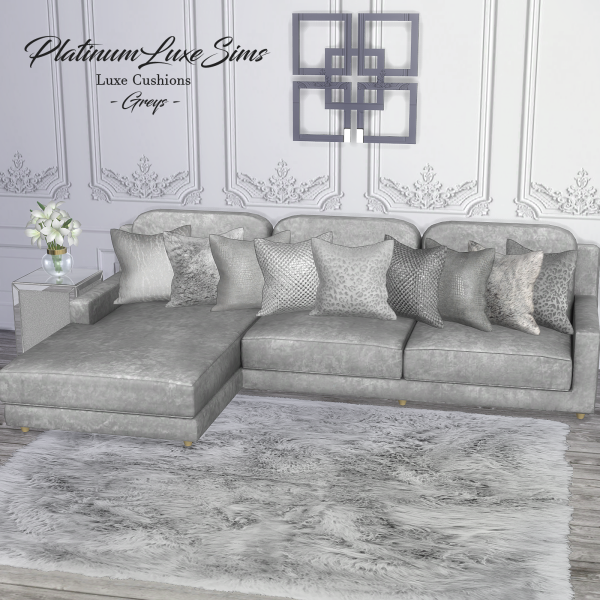 Alpha Luxe Cushions Greys by simsfinds - The Sims 4 Custom Content