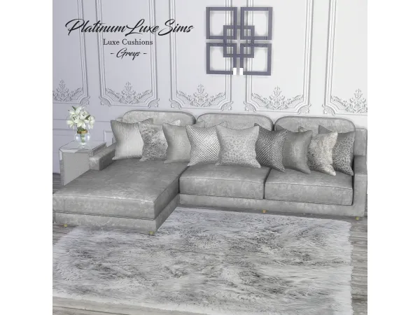 Alpha Luxe Cushions Greys by PlatinumLuxeSims - The Sims 4 Custom Content