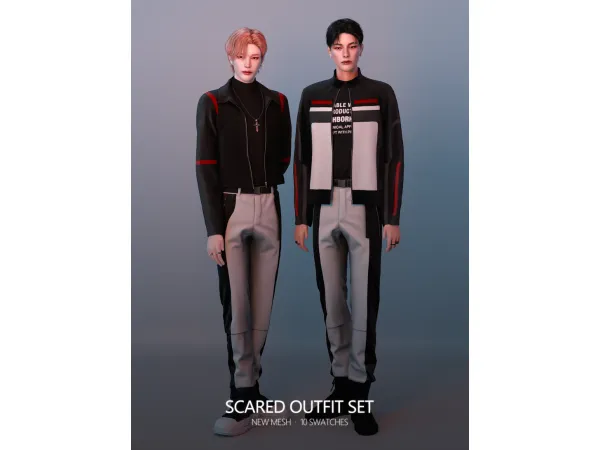 Alpha Scared Outfit Set by RONA_SIMS - The Sims 4 Custom Content