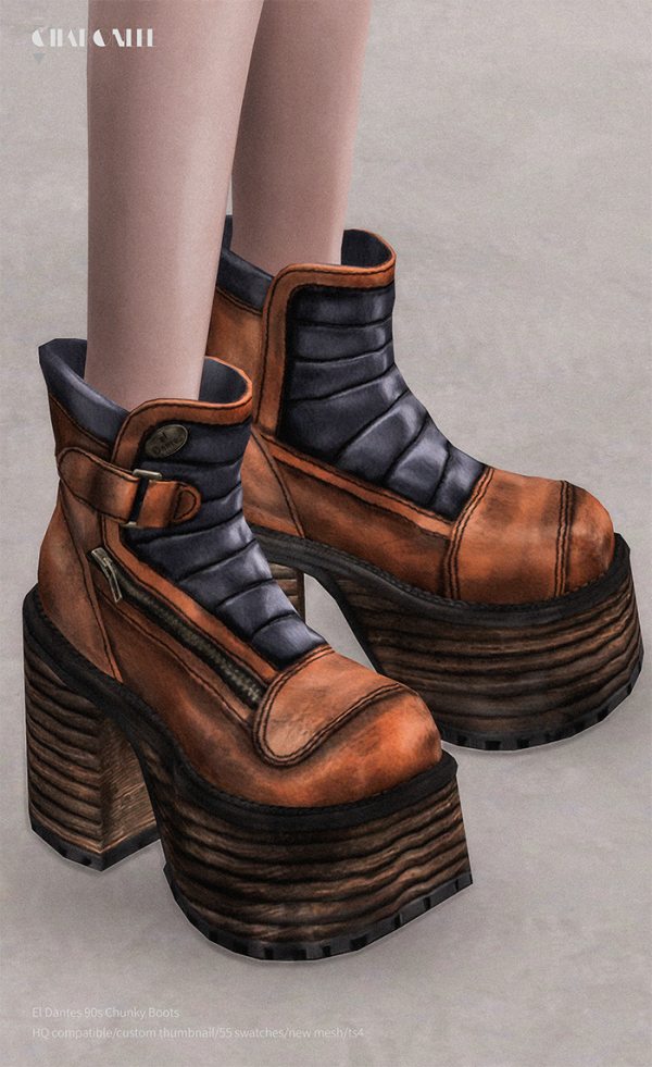 Alpha El Dantes 90s Chunky Boots by simsfinds - The Sims 4 Custom Content