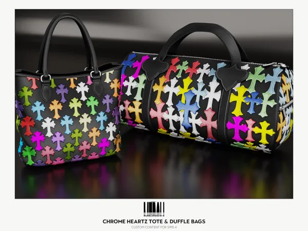 Alpha MERCH Chrome Heartz Tote Duffle Bag - The Sims 4 Custom Content