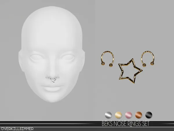 Alpha Beks nose rings set - The Sims 4 Custom Content