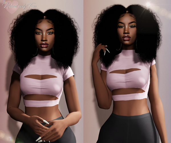 Alpha Natural Curly Fro for all ages by simsfinds - The Sims 4 Custom Content