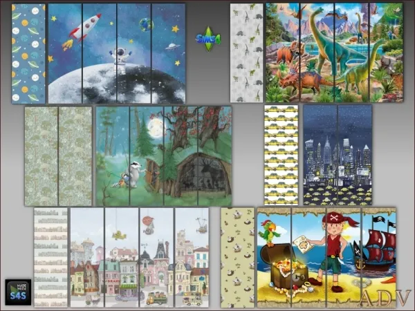 Maxis Match Wallpapers for boy room - The Sims 4 Custom Content