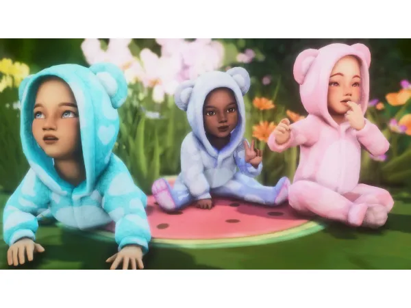 Maxis Match Sparkly Cowprint Recolor For Infant Bear Outfit by Ellieandra - The Sims 4 Custom Content