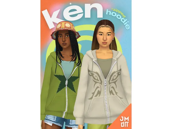 Maxis Match KEN ZIPPED HOODIE by jellymoo - The Sims 4 Custom Content