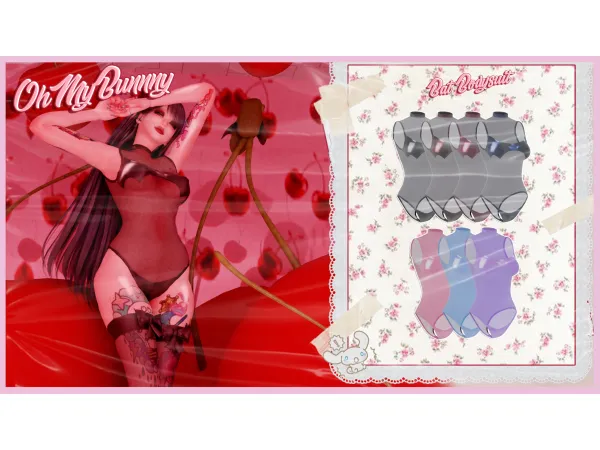 Alpha BUNNY BAT BODYSUIT - The Sims 4 Custom Content