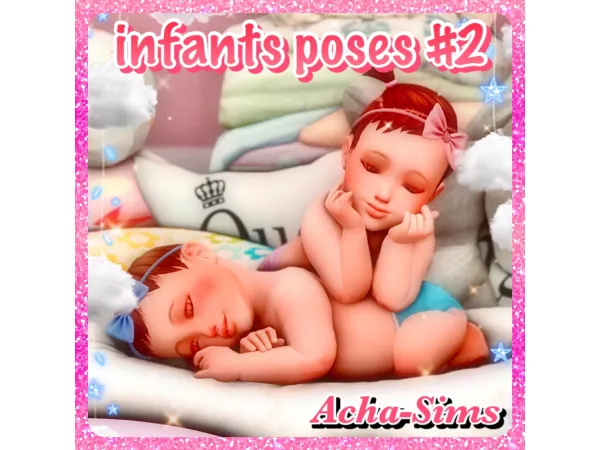 Maxis Match Acha infants poses 2 (pair) by Acha_sims - The Sims 4 Custom Content