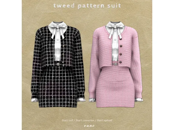 Alpha tweed pattern suit - The Sims 4 Custom Content