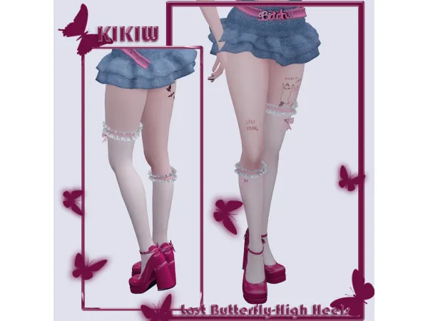Alpha [KIKIW]Lost Butterfly High Heels by KIKIW - The Sims 4 Custom Content