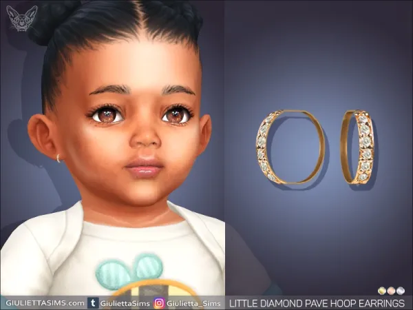 Alpha LITTLE DIAMOND PAVE HOOP EARRINGS FOR INFANTS - The Sims 4 Custom Content