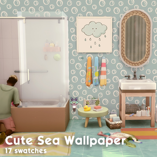 Maxis Match Cute Sea Wallpaper and Framed Prints by simsfinds - The Sims 4 Custom Content