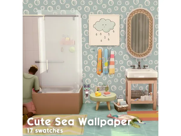 Maxis Match Cute Sea Wallpaper and Framed Prints - The Sims 4 Custom Content