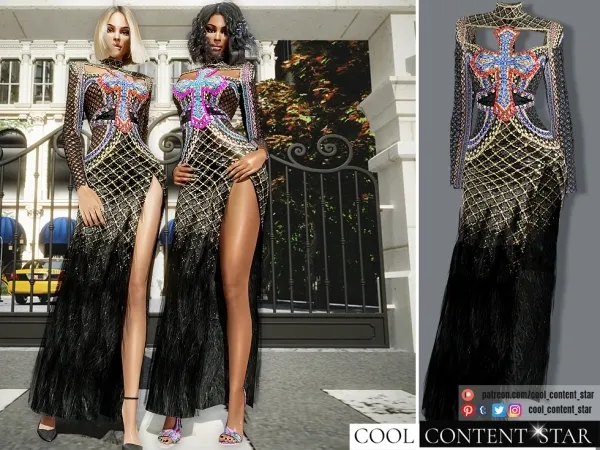 Alpha Jennifer Lopez'S Bejeweled Dress from Met Gala cool_content_star - The Sims 4 Custom Content