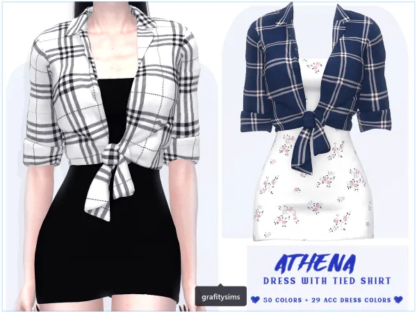 Alpha Athena Dress with Tied Shirt - The Sims 4 Custom Content