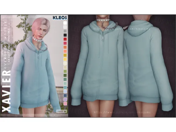 Alpha PEACH Xavier Oversized Hoodie by Kleos Sims - The Sims 4 Custom Content