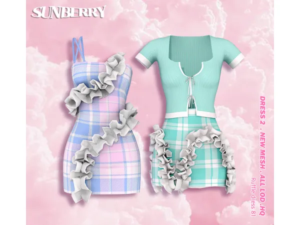 Alpha [SUNBERRY]DE GIFT SET Ruffle dress 81 (Early access) by SUNBERRY - The Sims 4 Custom Content