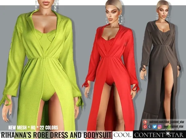 Alpha Rihanna Robe Dress and bodysuit from MTV Awards cool_content_star - The Sims 4 Custom Content