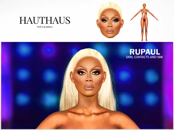 Alpha Rupaul Skin and Sim for (Super Real) by Hauthaus - The Sims 4 Custom Content