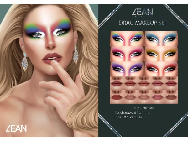 Lean Drag Makeup Set by Leansims - The Sims 4 Custom Content