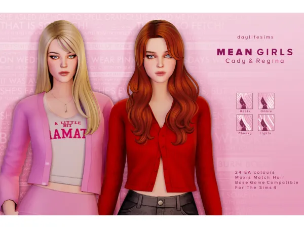 Maxis Match MEAN GIRLS SET Cady Regina by Daylife Sims - The Sims 4 Custom Content