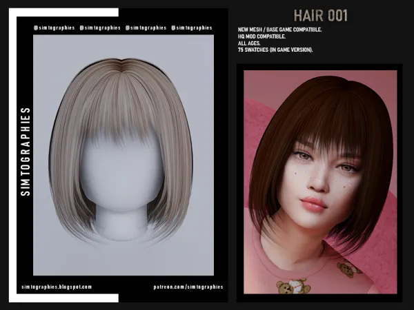 Alpha Hair 001 - The Sims 4 Custom Content