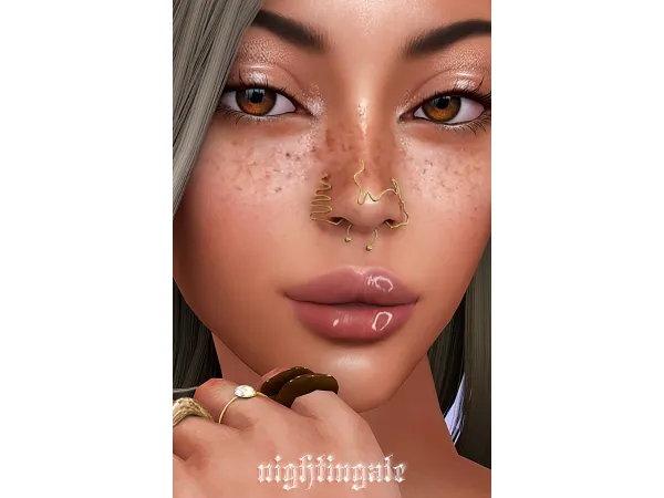 Alpha Yahina Nose Cuff Set by Nightingale Sims - The Sims 4 Custom Content