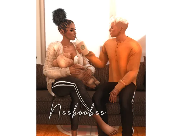 Mix Noobooboo 7 poses mom dad and infant - The Sims 4 Custom Content